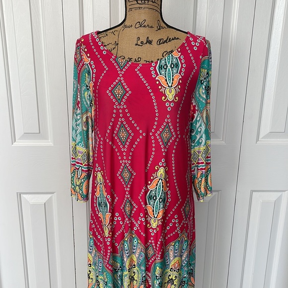 NWOT MOA Pink Pattern 3/4 Sleeve Dress - Picture 2 of 7